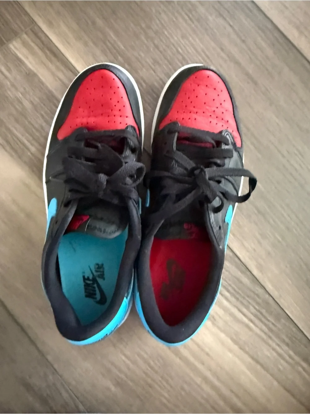 Nike Women’s Air Jordan Low-Top Sneakers in Red, Black & Blue-size 9.5